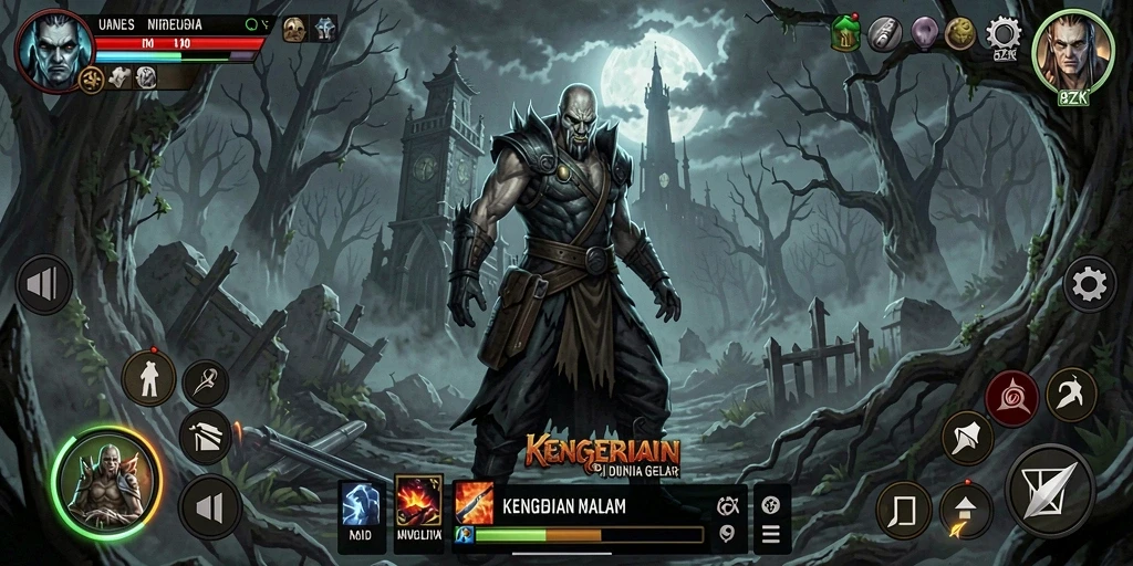Gameplay menegangkan di dunia gelap dan menyeramkan.
