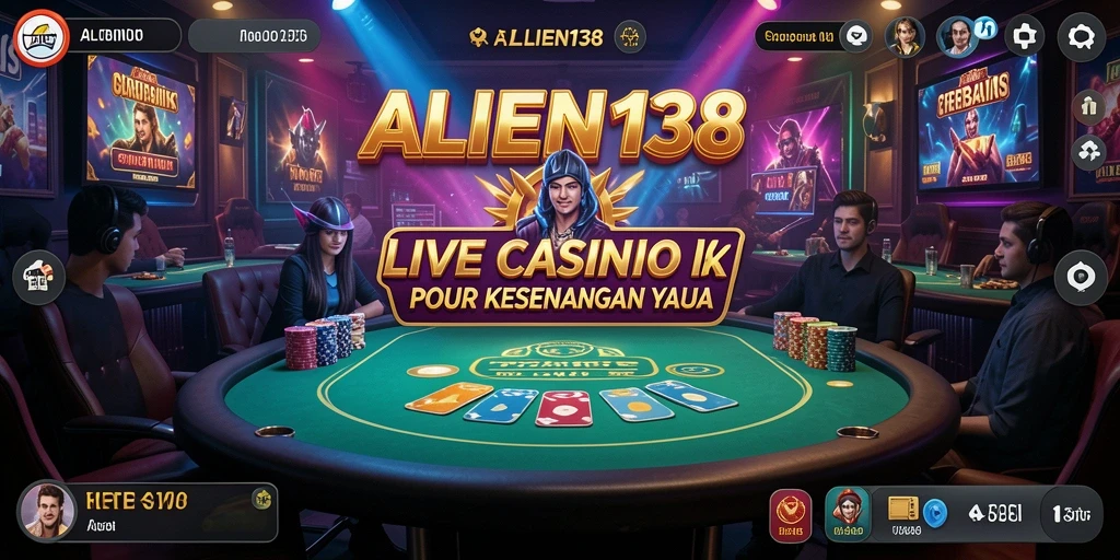 Screenshot utama ALIEN138 menampilkan dealer yang interaktif dalam permainan Live Casino.