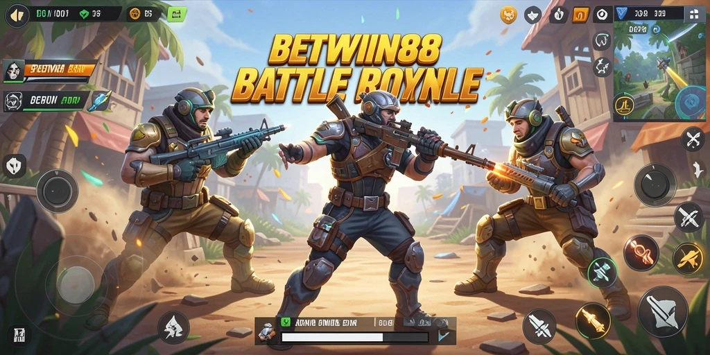 Tangkapan layar menampilkan aksi menegangkan di game Battle Royale BETWIN88.