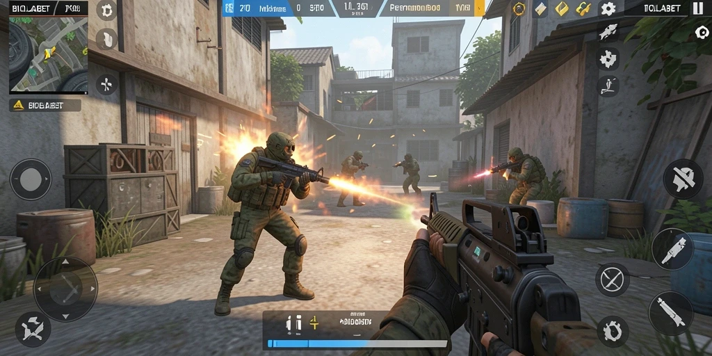 Screenshot menampilkan aksi seru dalam game FPS BIOLABET.