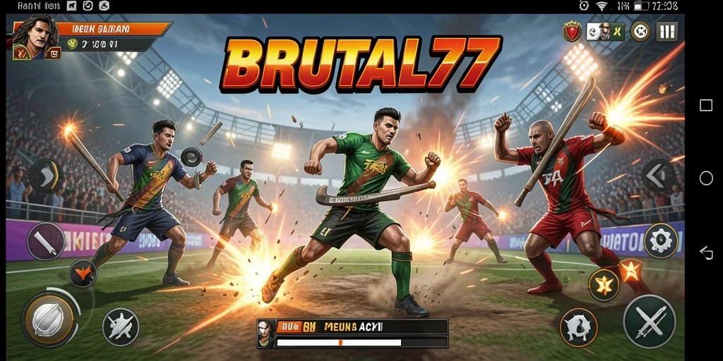 Tampilan gameplay seru di BRUTAL77 dengan aksi olahraga mendebarkan.