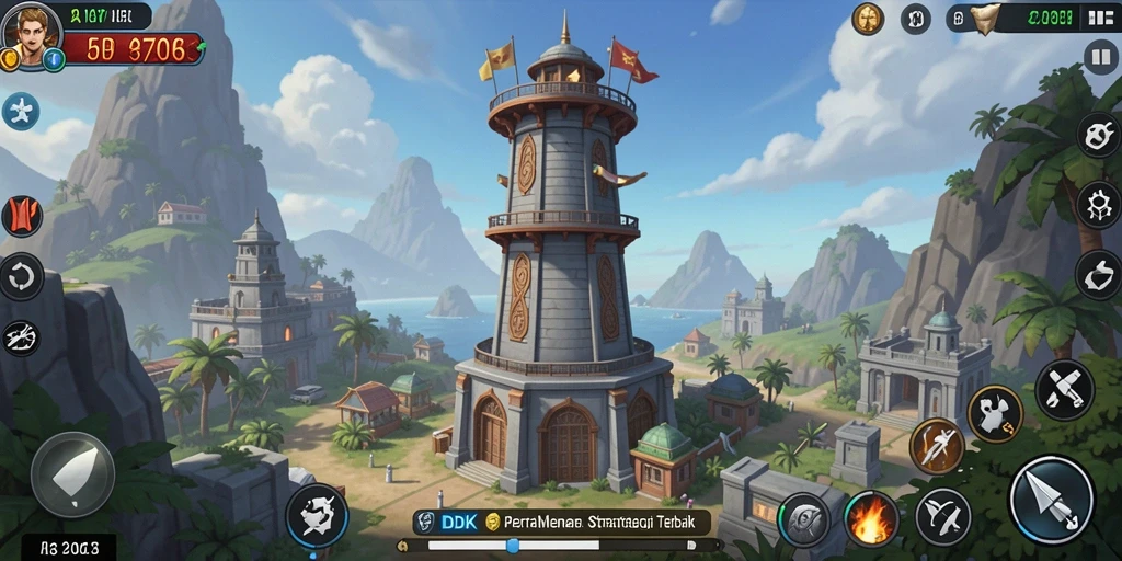 Tampilan gameplay menawan dari DKK dalam genre Tower Defense.