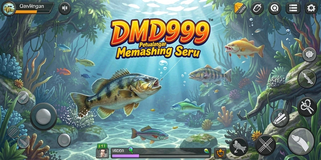 Tampilan gameplay DMD999 yang menampilkan suasana memancing yang menenangkan.
