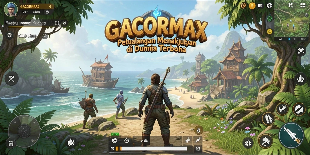 Tangkapan layar gameplay GACORMAX menampilkan dunia terbuka yang luas dan detail grafis yang menawan.