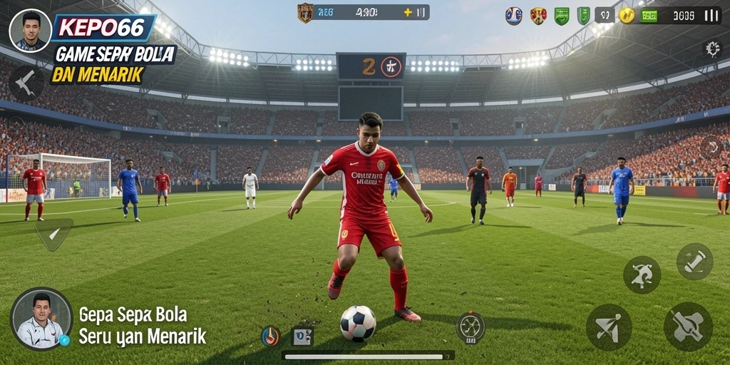 Screenshot KEPO66 menampilkan aksi gameplay sepak bola yang mendebarkan.