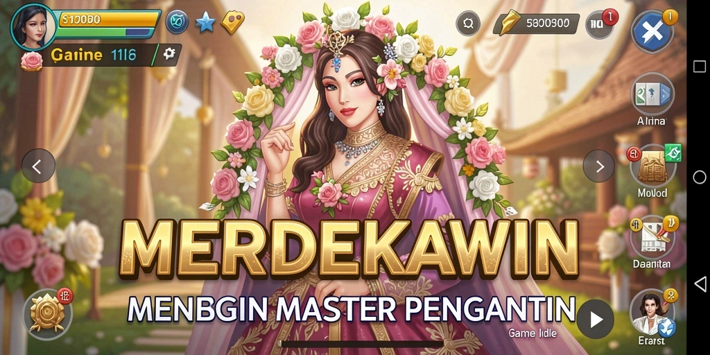Tampilan gameplay <strong>MERDEKAWIN</strong> yang seru dan interaktif dalam merancang pernikahan.