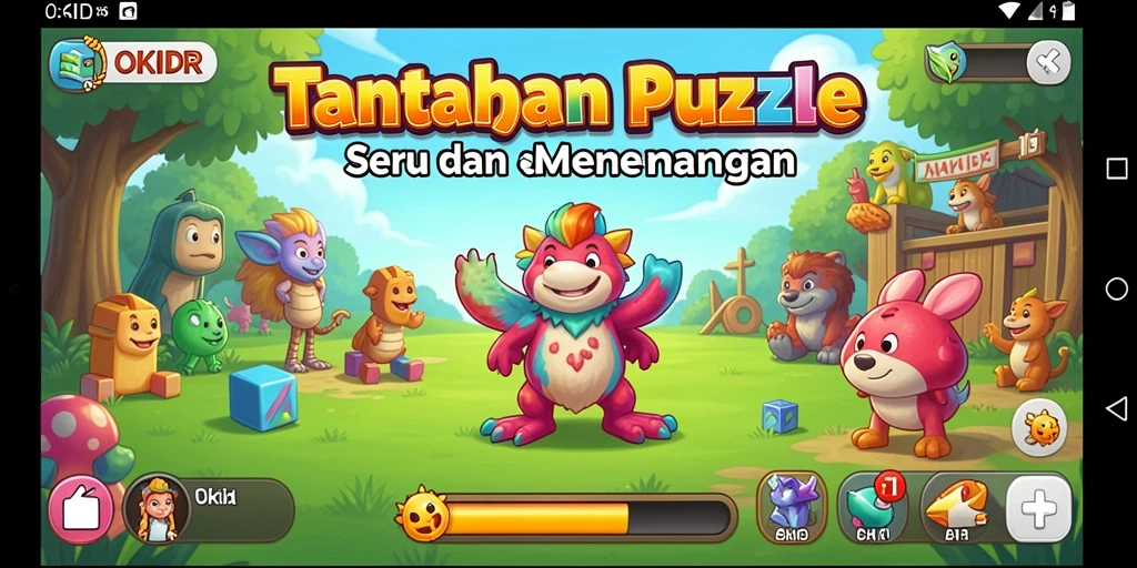 Tampilan gameplay OKIDR dengan grafik Puzzle yang menarik dan menantang.