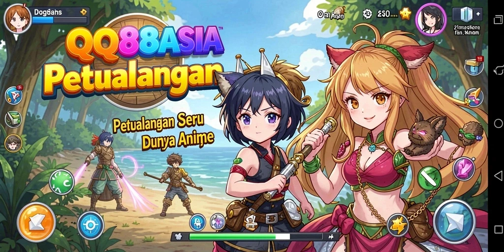 Tampilan gameplay menarik dengan karakter anime populer.