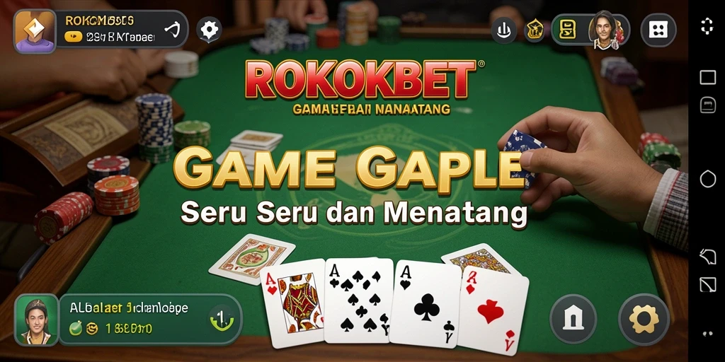 Screenshot ROKOKBET menunjukkan gameplay seru permainan Gaple.