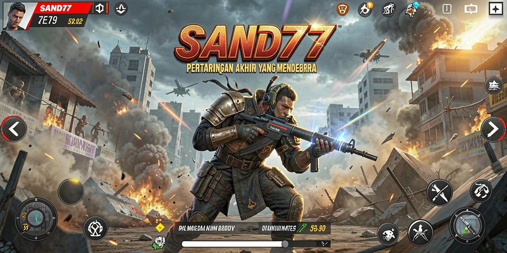 Tampilan gameplay SAND77 yang memukau saat pertarungan.