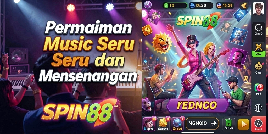 Tangkapan layar utama gameplay SPIN88 menunjukkan interaksi musik yang dinamis.
