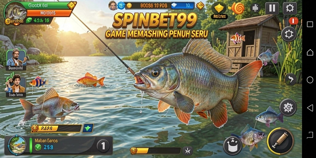 Screenshot utama menunjukkan pengalaman memancing yang seru dan menarik.