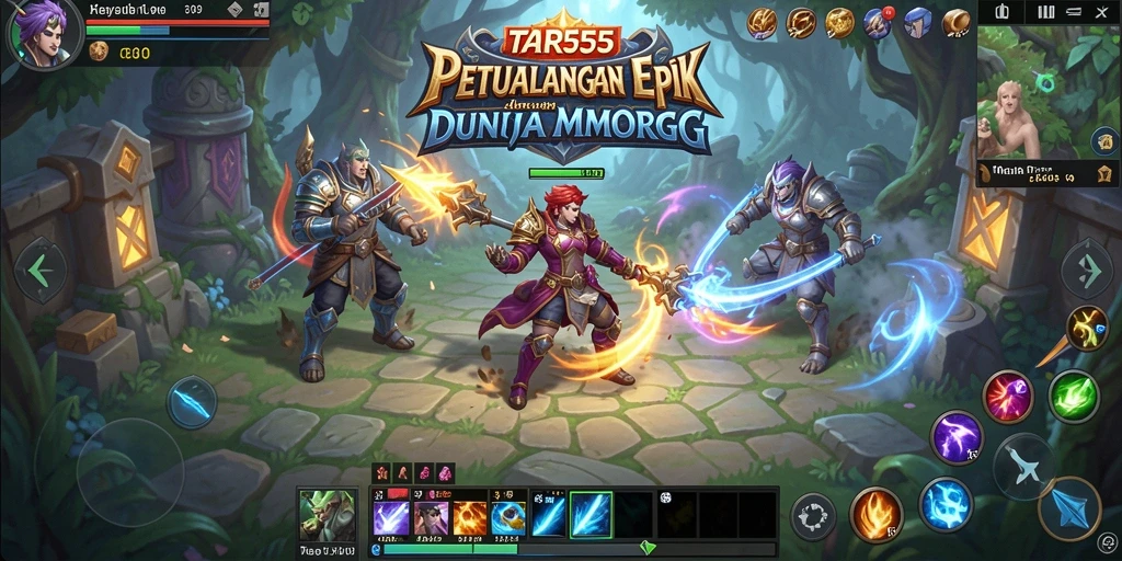 Screenshot TAR555 menampilkan pertempuran seru dalam dunia MMORPG.