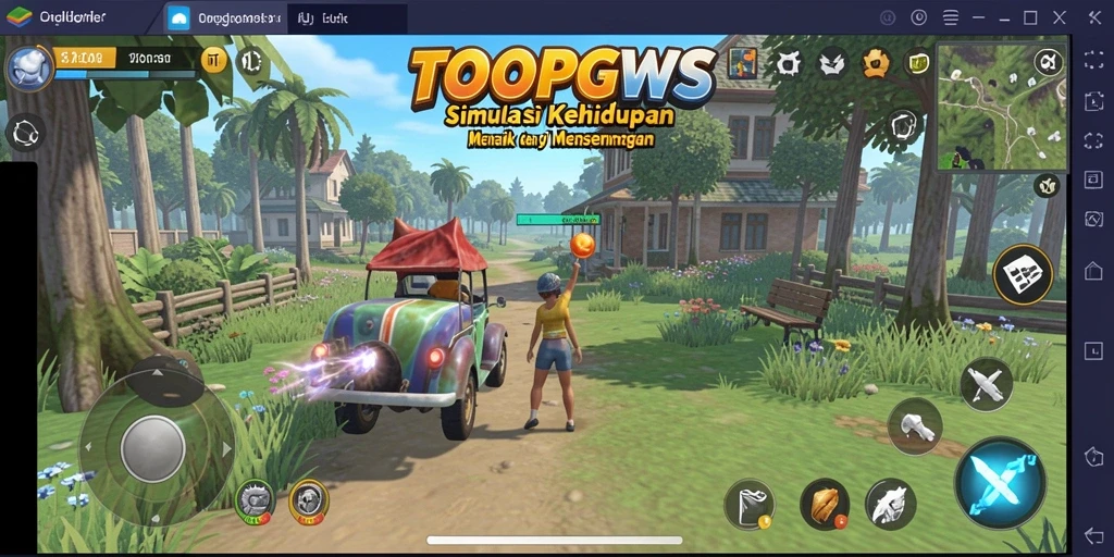 Tampilan gameplay TOOPGWS dengan karakter yang berinteraksi di dunia virtual.