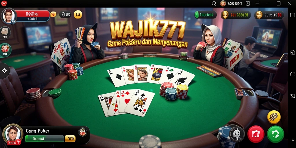 Tampilan utama gameplay Poker di WAJIK777 yang menarik.