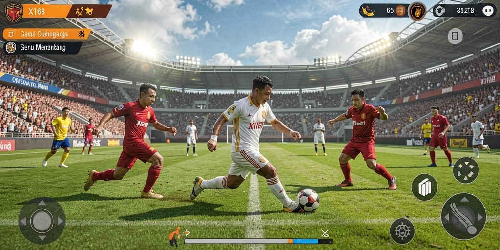 Screenshot utama X168 menampilkan gameplay olahraga yang mendebarkan.